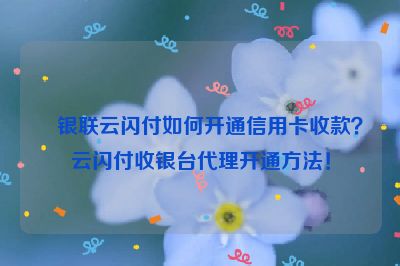 银联云闪付如何开通信用卡收款？云闪付收银台代理开通方法！