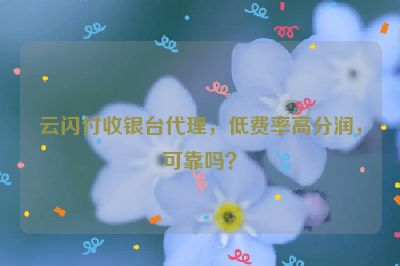 云闪付收银台代理，低费率高分润，可靠吗？