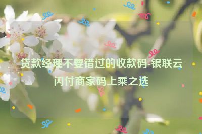 贷款经理不要错过的收款码-银联云闪付商家码上乘之选