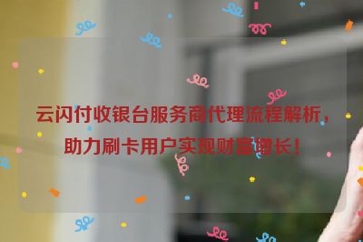 云闪付收银台服务商代理流程解析，助力刷卡用户实现财富增长！